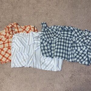 Arizona Jean Company Kids Button Down Shirts - Orange, Blue, White